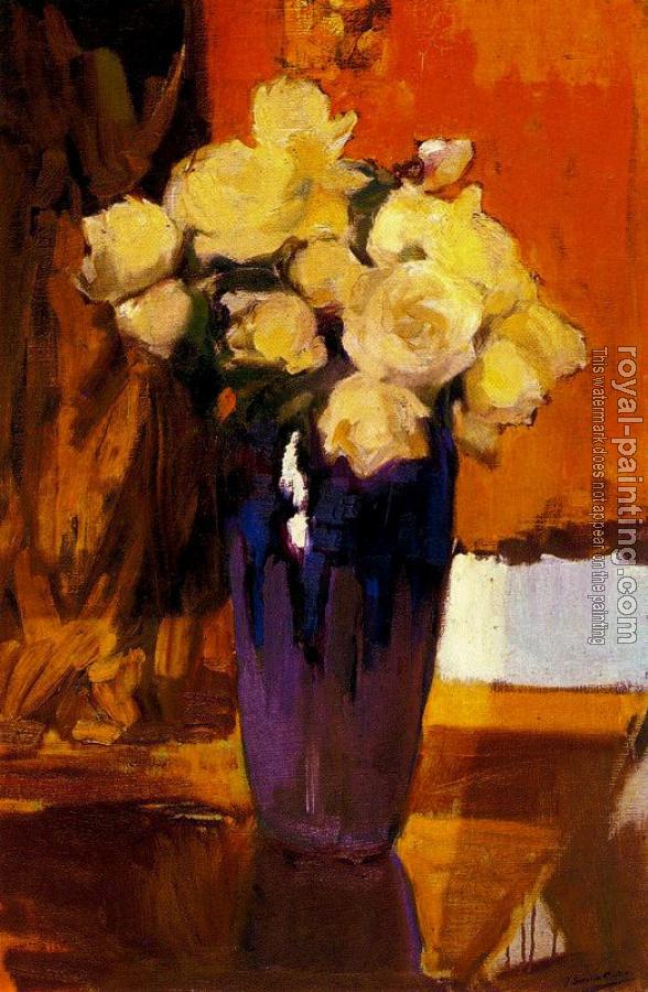 Joaquin Sorolla Y Bastida : White Roses from the House Garden